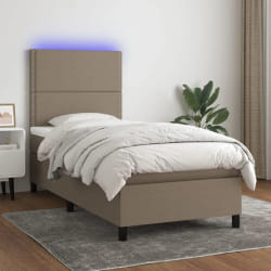 Sommier avec matelas et LED VidaXL - Taupe 100x200 cm