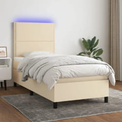 VIDAXL Sommier à lattes de lit Crème LED 100x200 cm