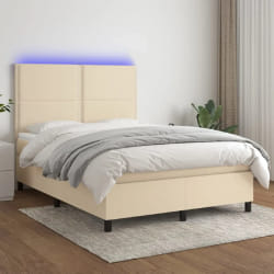 vidaXL Sommier à lattes, matelas et LED - Crème 140x200 cm