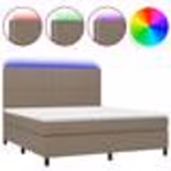 vidaXL Sommier à lattes de lit et matelas et LED Taupe 160x200cm Tissu - 160 x 200 cm