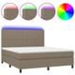 vidaXL Sommier à lattes de lit et matelas et LED Taupe 160x200cm Tissu - 160 x 200 cm