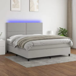 vidaXL Sommier avec LED et matelas 180x200 cm - Gris clair