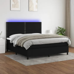 VIDAXL Sommier à lattes avec matelas et LED noir 180x200 cm