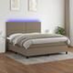 vidaXL Sommier à lattes de lit et matelas et LED Taupe 180x200cm Tissu - 180 x 200 cm