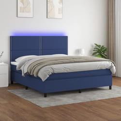 Vidaxl - Sommier À Lattes De Lit Et Matelas Et Led Bleu 180x200 Cm Tissu