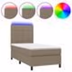 vidaXL Sommier à lattes de lit et matelas et LED Taupe 80x200 cm Tissu - 80 x 200 cm