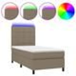 vidaXL Sommier à lattes de lit et matelas et LED Taupe 80x200 cm Tissu - 80 x 200 cm
