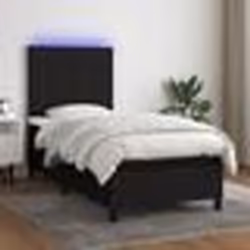 vidaXL Sommier à lattes de lit avec matelas et LED Noir 90x190cm Tissu - 90 x 190 cm