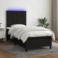 vidaXL Sommier à lattes de lit avec matelas et LED Noir 90x190cm Tissu - 90 x 190 cm