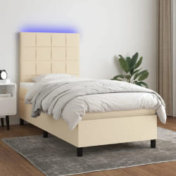 vidaXL Sommier à lattes de lit et matelas avec LED - Crème 90x200 cm