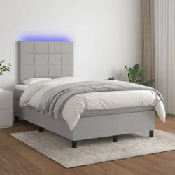 vidaXL Sommier à lattes de lit et matelas LED 120x200 cm - Gris clair