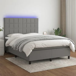 vidaXL Sommier à lattes avec LED - Gris foncé 140x190