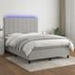 vidaXL Sommier à lattes de lit et matelas et LED Gris clair 140x200 cm - 140 x 200 cm