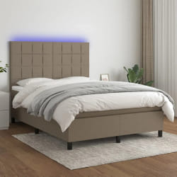 vidaXL Sommier à lattes avec matelas et LED 140x200 cm - Taupe