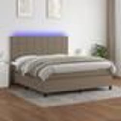 vidaXL Sommier à lattes de lit et matelas et LED Taupe 160x200cm Tissu - 160 x 200 cm