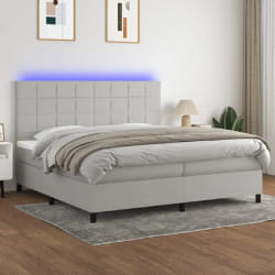 vidaXL Sommier à lattes avec matelas et LED 200x200 cm - Gris clair