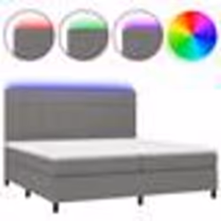 vidaXL Sommier à lattes de lit et matelas et LED Gris foncé 200x200 cm - 200 x 200 cm