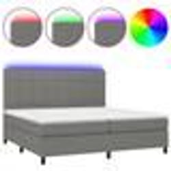 vidaXL Sommier à lattes de lit et matelas et LED Gris foncé 200x200 cm - 200 x 200 cm