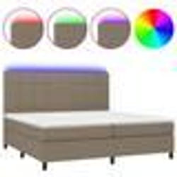 vidaXL Sommier à lattes de lit et matelas et LED Taupe 200x200cm Tissu - 200 x 200 cm