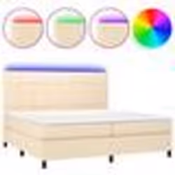 vidaXL Sommier à lattes de lit et matelas et LED Crème 200x200cm Tissu - 200 x 200 cm