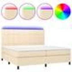 vidaXL Sommier à lattes de lit et matelas et LED Crème 200x200cm Tissu - 200 x 200 cm