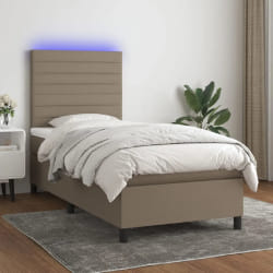 vidaXL Sommier à lattes de lit et matelas avec LED - Taupe 80x200 cm