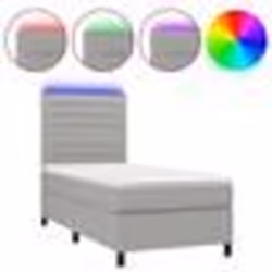 vidaXL Sommier à lattes de lit avec matelas et LED Gris clair 90x190cm - 90 x 190 cm