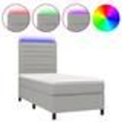 vidaXL Sommier à lattes de lit avec matelas et LED Gris clair 90x190cm - 90 x 190 cm