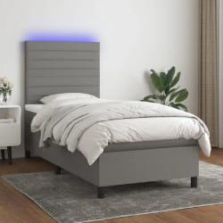 vidaXL Sommier à lattes avec matelas et LED - Gris foncé