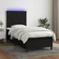 vidaXL Sommier à lattes de lit avec matelas et LED Noir 90x190cm Tissu - 90 x 190 cm
