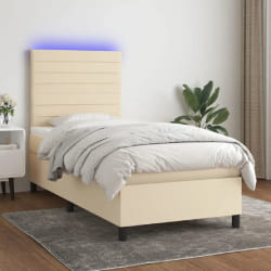 VIDAXL Lit à sommier avec matelas et LED 90x190 cm crème