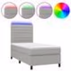 vidaXL Sommier à lattes de lit avec matelas et LED Gris clair 90x200cm - 90 x 200 cm
