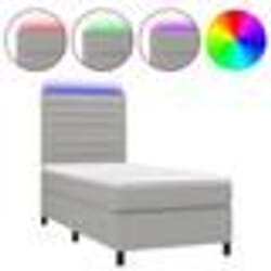 vidaXL Sommier à lattes de lit avec matelas et LED Gris clair 90x200cm - 90 x 200 cm