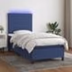 vidaXL Sommier à lattes de lit avec matelas et LED Bleu 90x200cm Tissu - 90 x 200 cm