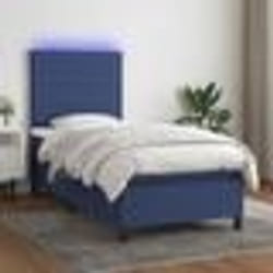 vidaXL Sommier à lattes de lit avec matelas et LED Bleu 90x200cm Tissu - 90 x 200 cm