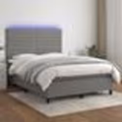 vidaXL Sommier à lattes de lit et matelas et LED Gris foncé 140x190 cm - 140 x 190 cm