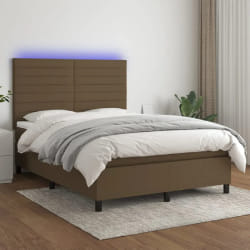 vidaXL Sommier à lattes de lit matelas LED Marron foncé 140x190 cm