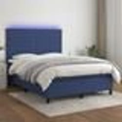 vidaXL Sommier à lattes de lit et matelas et LED Bleu 140x190 cm Tissu - 140 x 190 cm