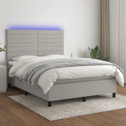 VIDAXL Sommier matelas LED 140x200 - Gris clair