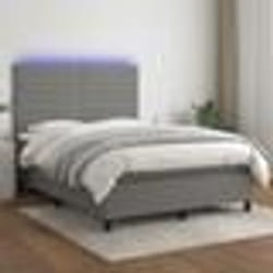 vidaXL Sommier à lattes de lit et matelas et LED Gris foncé 140x200 cm - 140 x 200 cm