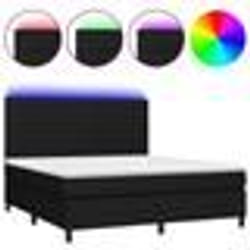 vidaXL Sommier à lattes de lit et matelas et LED Noir 160x200 cm Tissu - 160 x 200 cm