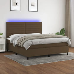 VidaXL Sommier LED Marron foncé 160x200 cm