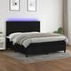 vidaXL Sommier à lattes de lit et matelas et LED Noir 180x200 cm Tissu - 180 x 200 cm