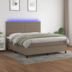 vidaXL Sommier à lattes de lit et matelas et LED Taupe 180x200cm Tissu - 180 x 200 cm