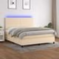 vidaXL Sommier à lattes de lit et matelas et LED Crème 180x200cm Tissu - 180 x 200 cm