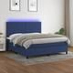 vidaXL Sommier à lattes de lit et matelas et LED Bleu 180x200 cm Tissu - 180 x 200 cm