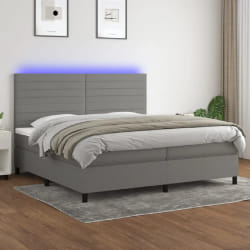 vidaXL Sommier à lattes de lit et matelas avec LED Gris foncé 200x200 cm