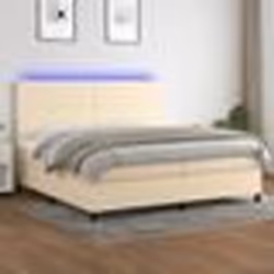 vidaXL Sommier à lattes de lit et matelas et LED Crème 200x200cm Tissu - 200 x 200 cm