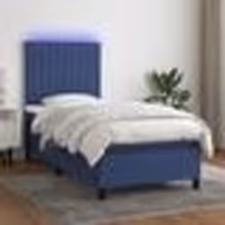vidaXL Sommier à lattes de lit avec matelas et LED Bleu 90x190cm Tissu - 90 x 190 cm