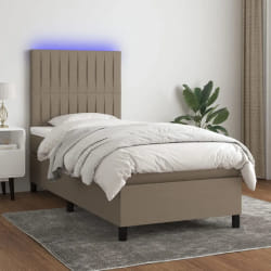 vidaXL Sommier à lattes de lit et matelas LED - Taupe 100x200 cm
